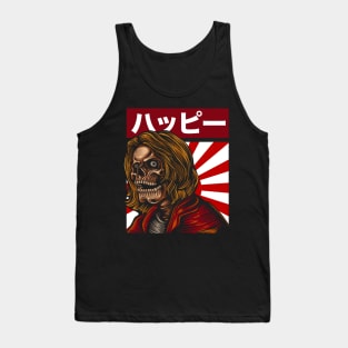 Japanese Aesthetic Tokyo Japan Manga Anime Asian Skulls With Happy Letter Tank Top